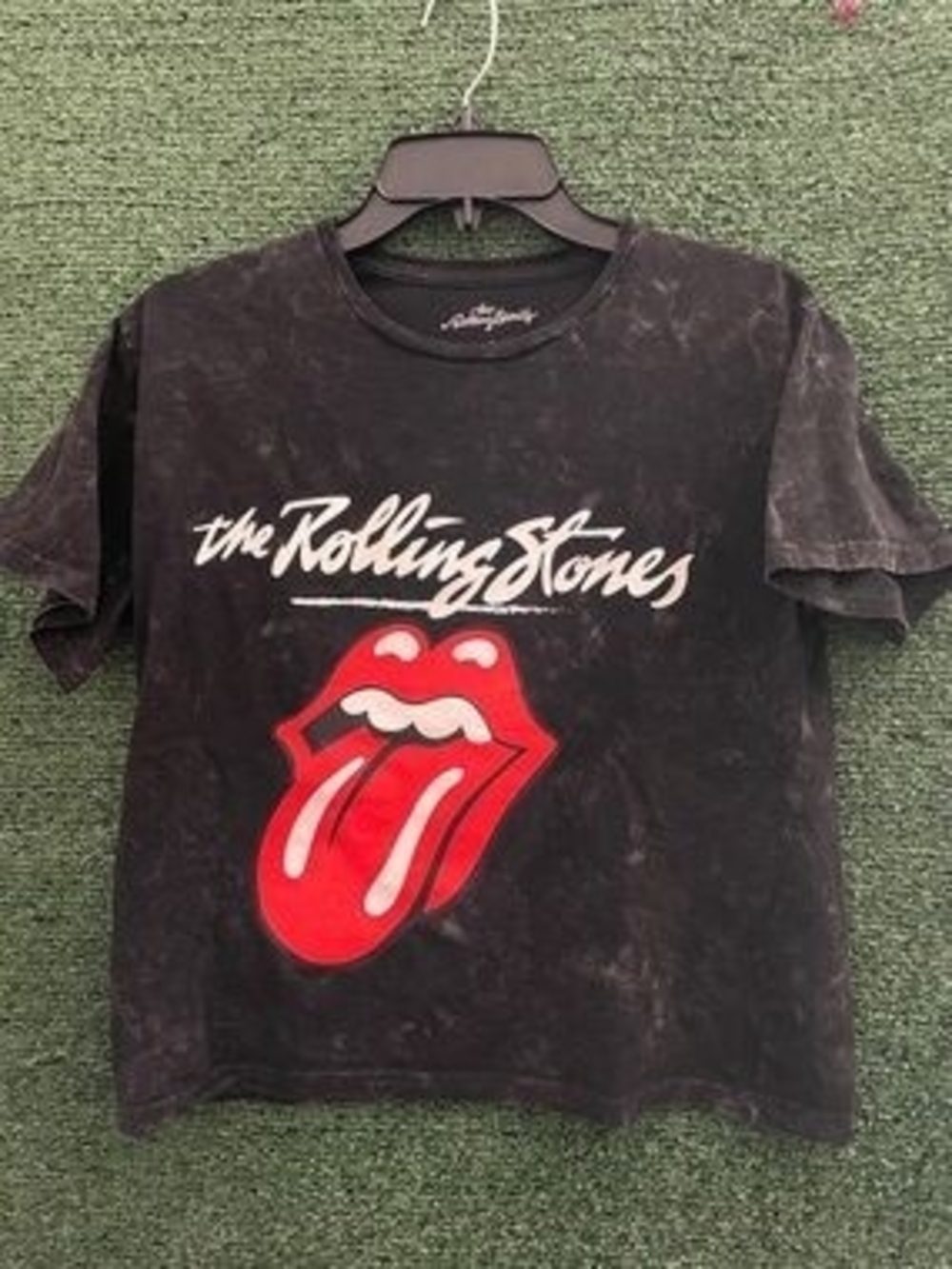 the Rolling Stones Black Kids Tee with Red Tongue Logo